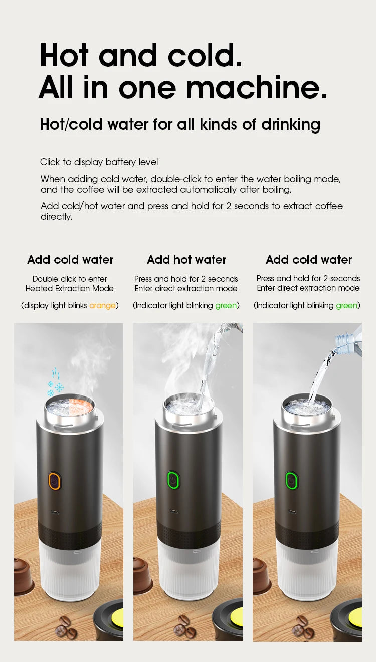Portable Electric Espresso Coffee Maker – 3-in-1 for Car, Home & Travel