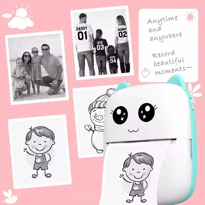 Portable 58mm Bluetooth Thermal Printer for Photo & Label (Android/iOS)