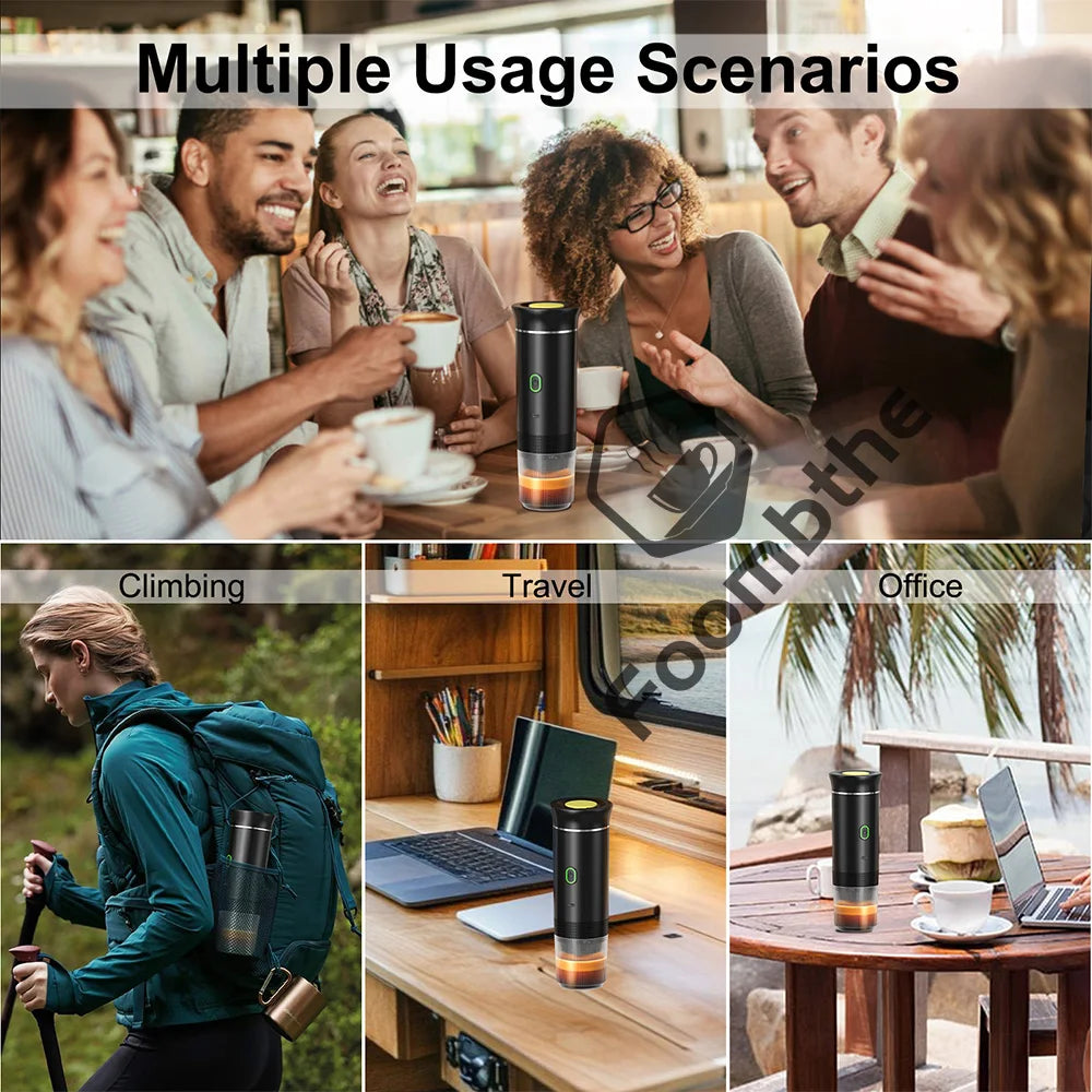 Portable Electric Espresso Coffee Maker – 3-in-1 for Car, Home & Travel