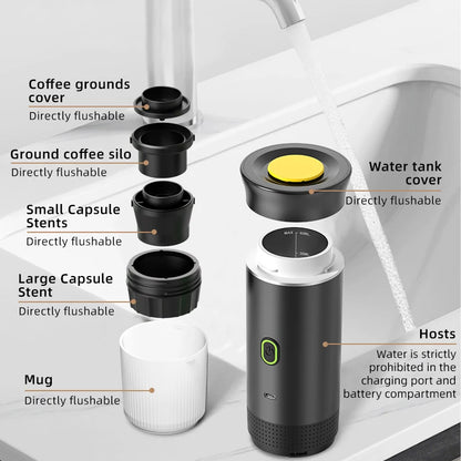 Portable Electric Espresso Coffee Maker – 3-in-1 for Car, Home & Travel