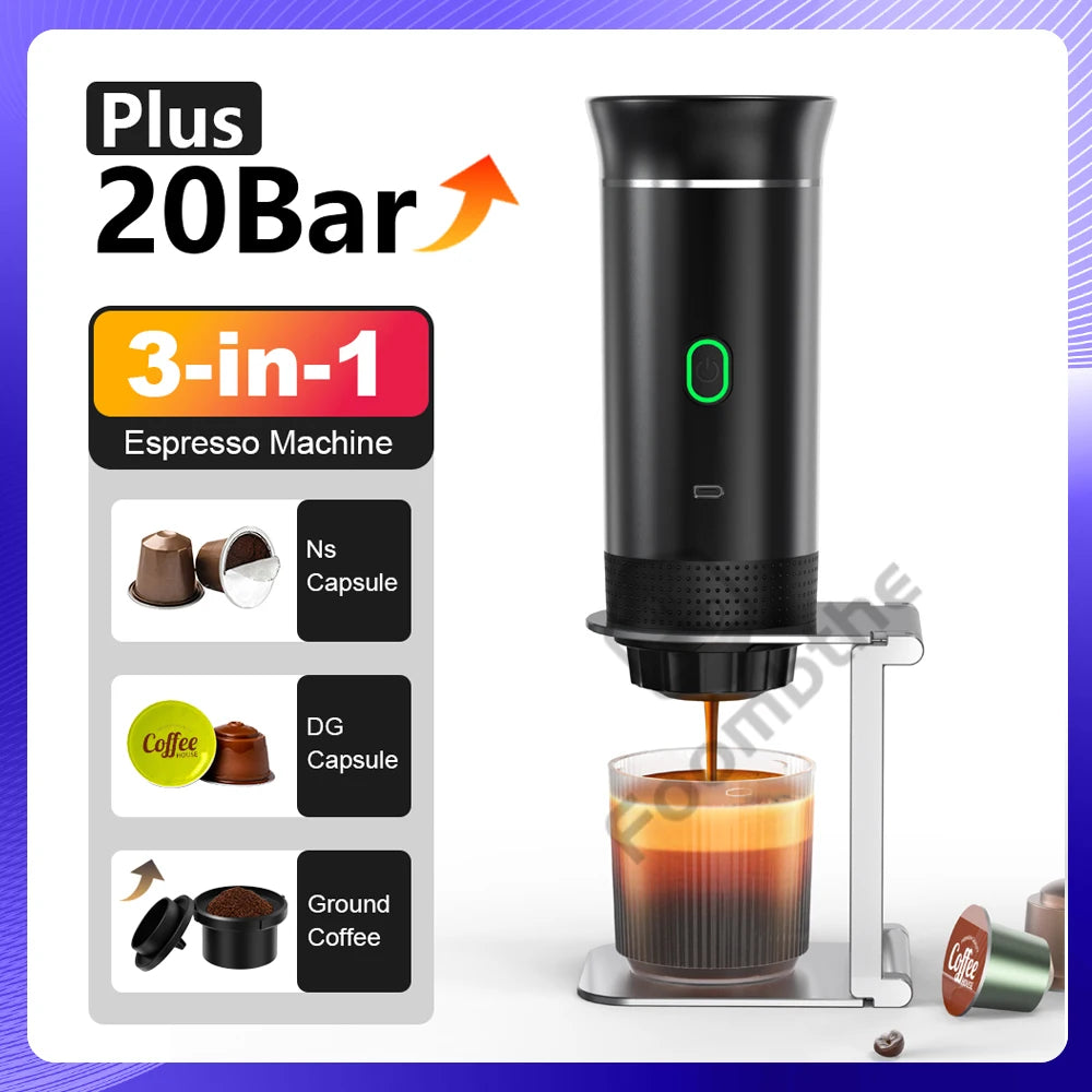 Portable Electric Espresso Coffee Maker – 3-in-1 for Car, Home & Travel