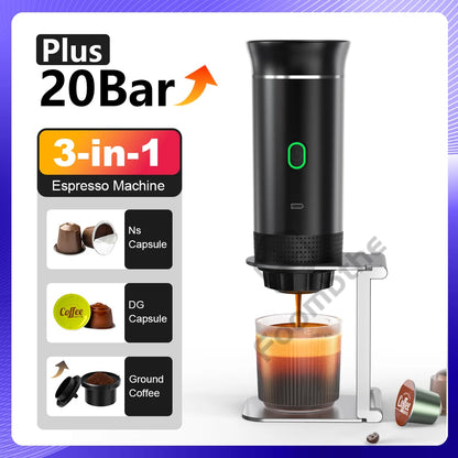 Portable Electric Espresso Coffee Maker – 3-in-1 for Car, Home & Travel