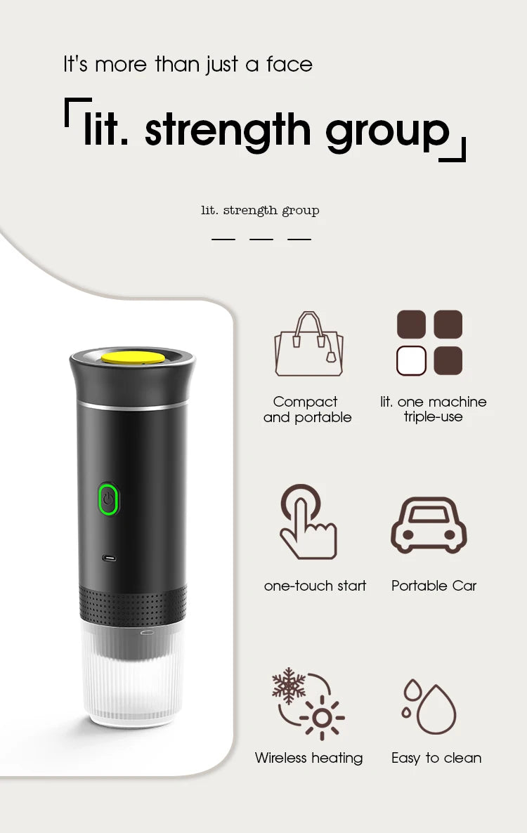Portable Electric Espresso Coffee Maker – 3-in-1 for Car, Home & Travel