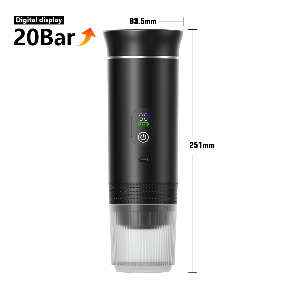 Portable Electric Espresso Coffee Maker – 3-in-1 for Car, Home & Travel