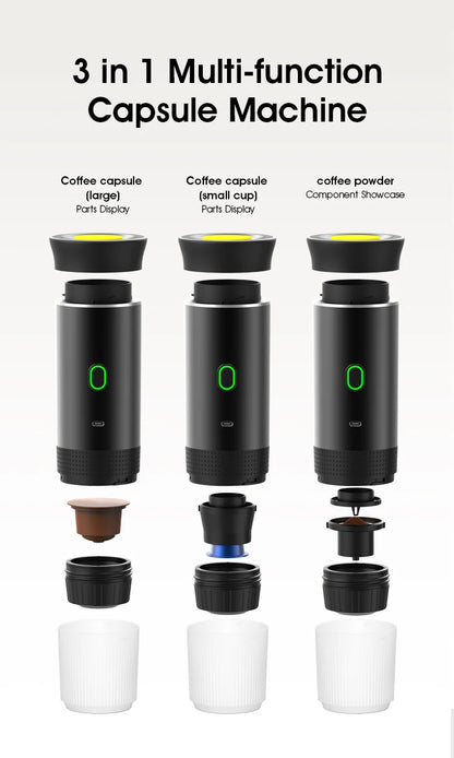 Portable Electric Espresso Coffee Maker – 3-in-1 for Car, Home & Travel